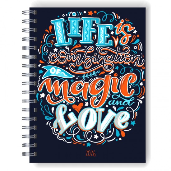 Agenda 2026 tapa dura mod. 5102 "Life is a combination" en caja para regalo