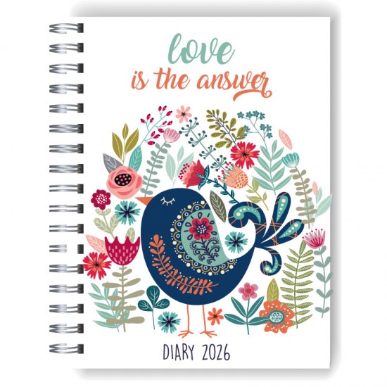 Agenda 2026 tapa dura mod. 5101 "Love is the answer" en caja para regalo