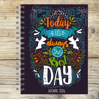 Agenda 2026 tapa dura mod. 5100 "Today is the best day" en caja para regalo