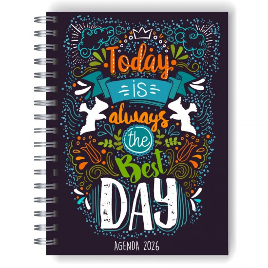 Agenda 2026 tapa dura mod. 5100 "Today is the best day" en caja para regalo