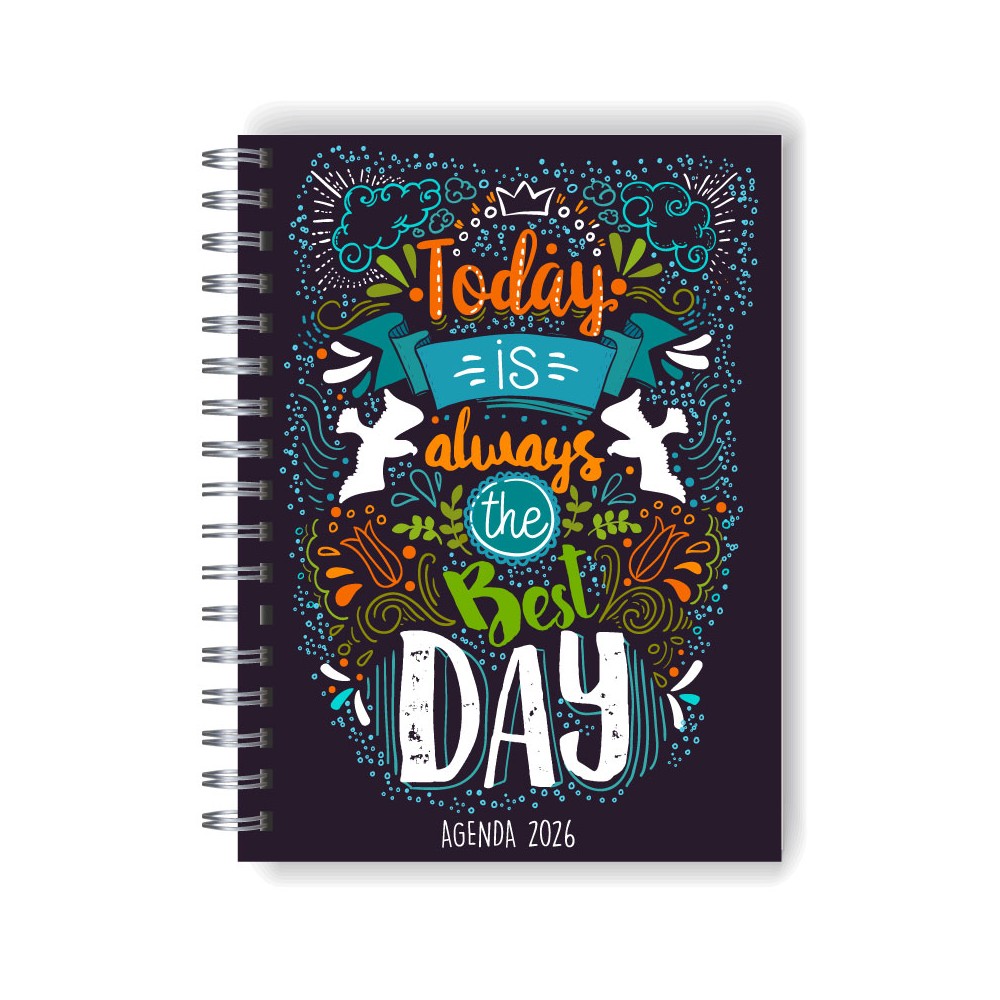 Agenda 2026 tapa dura mod. 5100 "Today is the best day" en caja para regalo