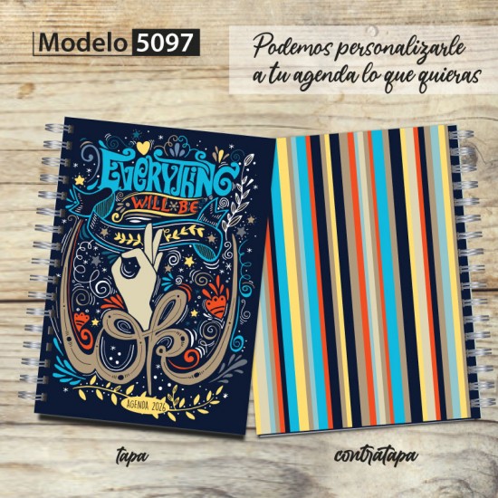 Agenda 2026 tapa dura mod. 5097 "Everything will be ok" en caja para regalo