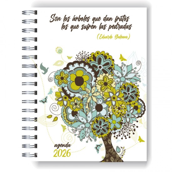 Agenda 2026 tapa dura mod. 5076 "Arboles Galeano" en caja para regalo
