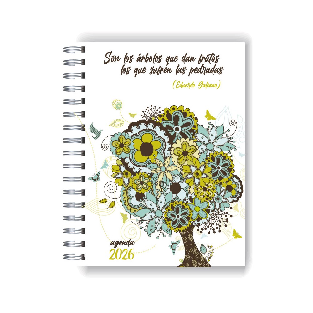Agenda 2026 tapa dura mod. 5076 "Arboles Galeano" en caja para regalo