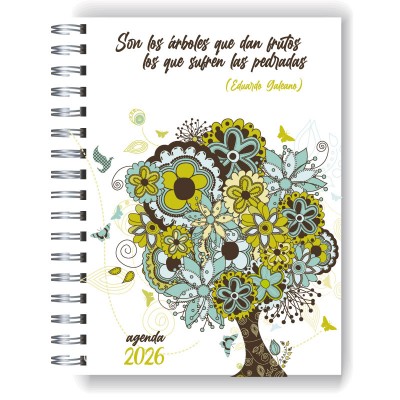 Agenda 2026 tapa dura mod. 5076 "Arboles Galeano" en caja para regalo