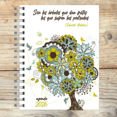 Agenda 2026 tapa dura mod. 5076 "Arboles Galeano" en caja para regalo
