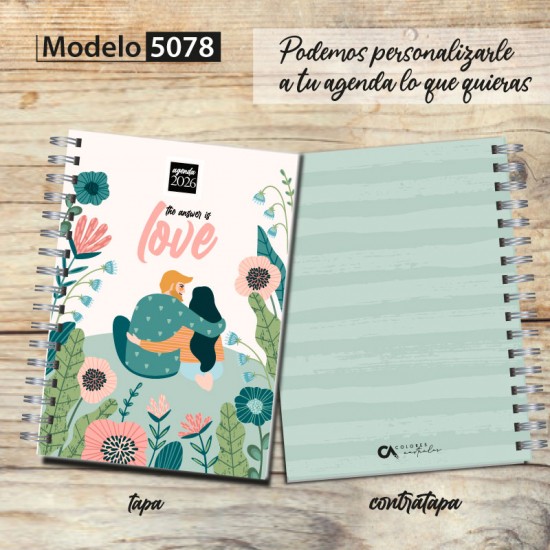 Agenda tapa dura mod. 5078 "The answer is love"  en caja para regalo