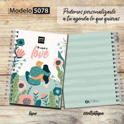 Agenda tapa dura mod. 5078 "The answer is love"  en caja para regalo