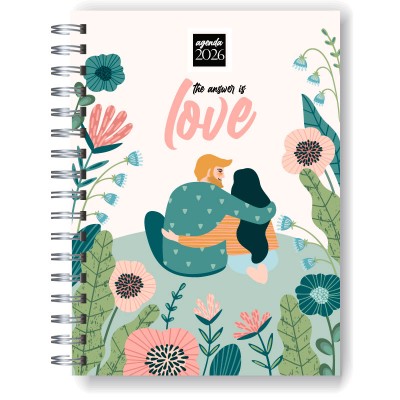 Agenda tapa dura mod. 5078 "The answer is love"  en caja para regalo