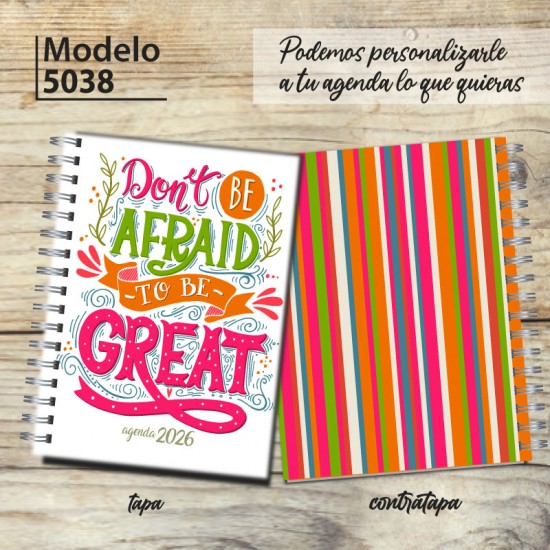 Agenda 2026 tapa dura mod. 5038 "Don´t be afraid"  en caja para regalo