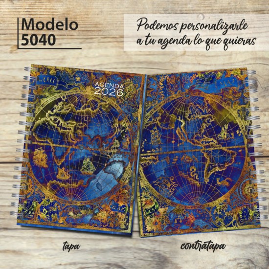 Agenda 2026 tapa dura mod. 5040 "Old map 2"  en caja para regalo