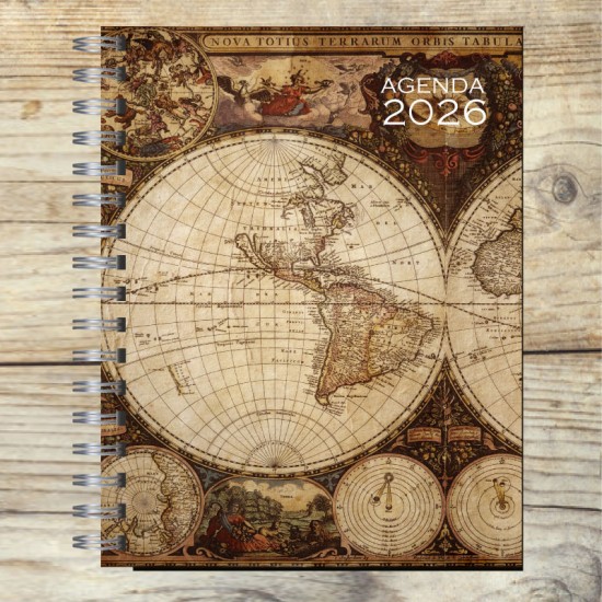 Agenda 2026 tapa dura mod. 5041 "Old map" en caja para regalo