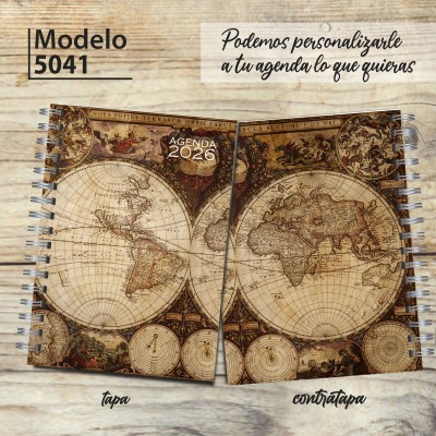 Agenda 2026 tapa dura mod. 5041 "Old map" en caja para regalo