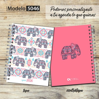 Agenda 2026 tapa dura mod. 5046 "Elephant mandala" en caja para regalo