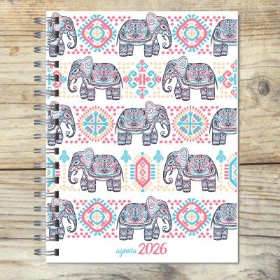 Agenda 2026 tapa dura mod. 5046 "Elephant mandala" en caja para regalo