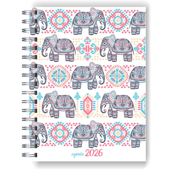 Agenda 2026 tapa dura mod. 5046 "Elephant mandala" en caja para regalo
