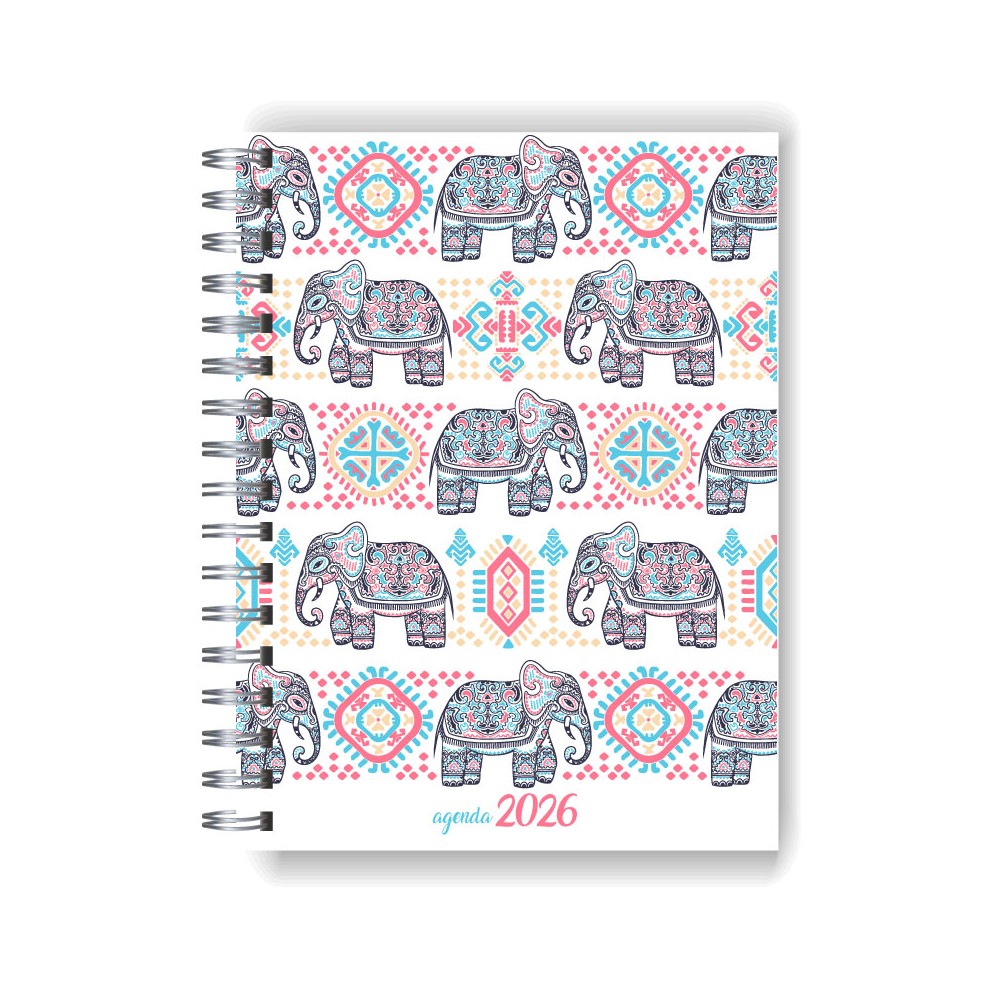 Agenda 2026 tapa dura mod. 5046 "Elephant mandala" en caja para regalo