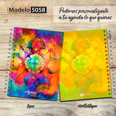 Agenda 2026 tapa dura mod. 5057 "Mandala Spots" en caja para regalo