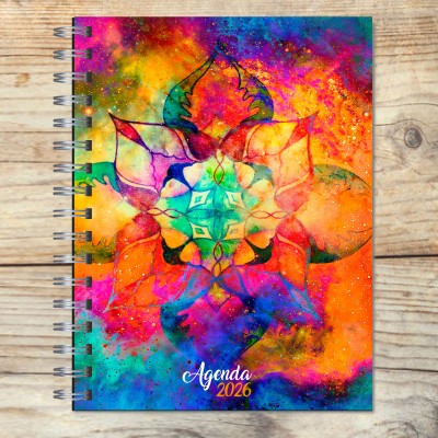 Agenda 2026 tapa dura mod. 5057 "Mandala Spots" en caja para regalo
