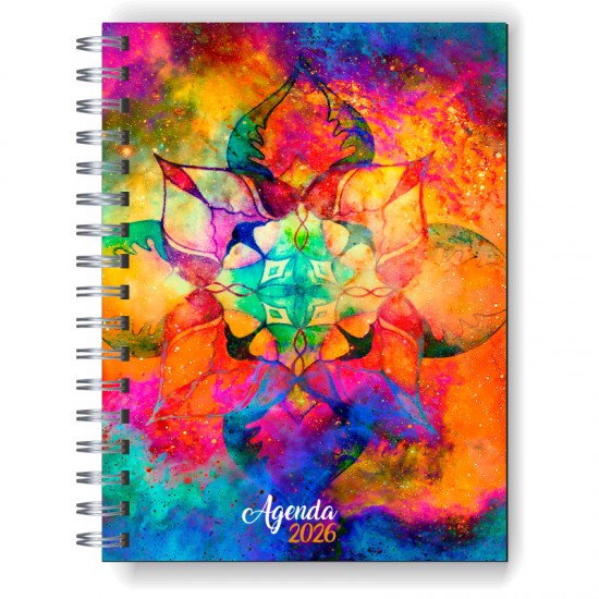 Agenda 2026 tapa dura mod. 5057 "Mandala Spots" en caja para regalo