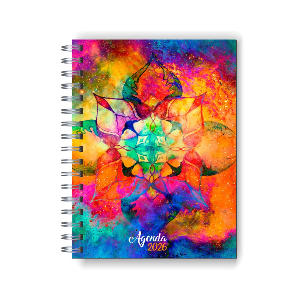Agenda 2026 tapa dura mod. 5057 "Mandala Spots" en caja para regalo