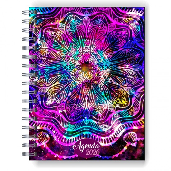 Agenda 2026 tapa dura mod. 5059 "Violet Mandala" en caja para regalo