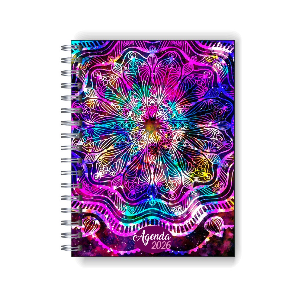 Agenda 2026 tapa dura mod. 5059 "Violet Mandala" en caja para regalo