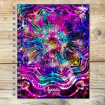 Agenda 2026 tapa dura mod. 5059 "Violet Mandala" en caja para regalo