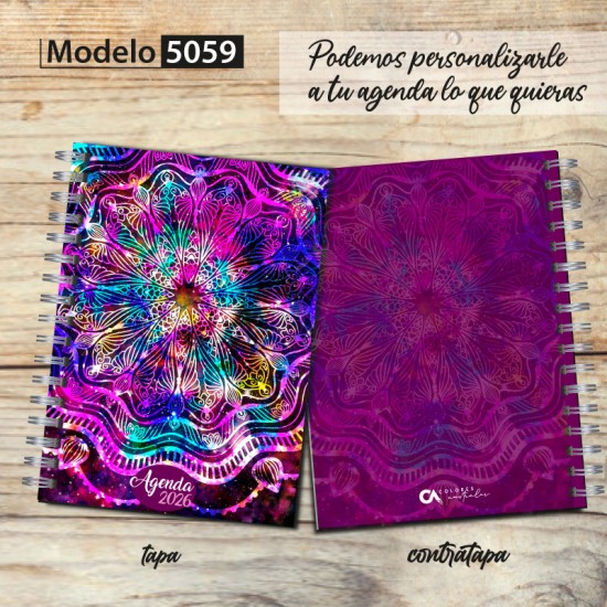 Agenda 2026 tapa dura mod. 5059 "Violet Mandala" en caja para regalo