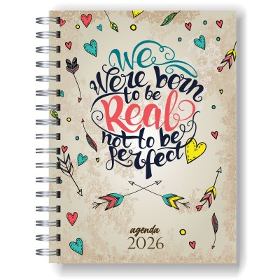 Agenda 2026 tapa dura mod. 5060 "Born to be real" en caja para regalo