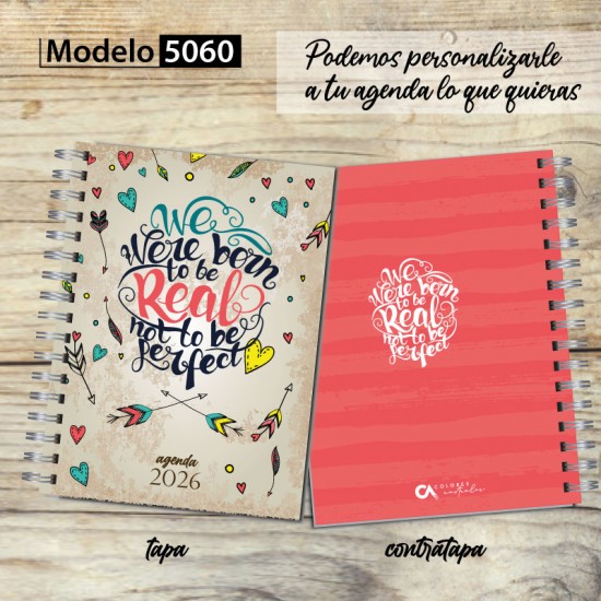 Agenda 2026 tapa dura mod. 5060 "Born to be real" en caja para regalo