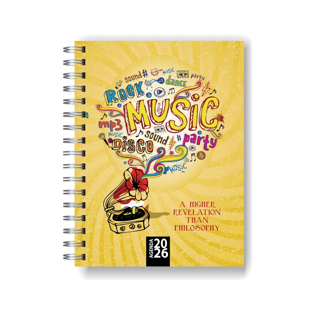 Agenda 2026 tapa dura mod. 5063 "Music is" en caja para regalo