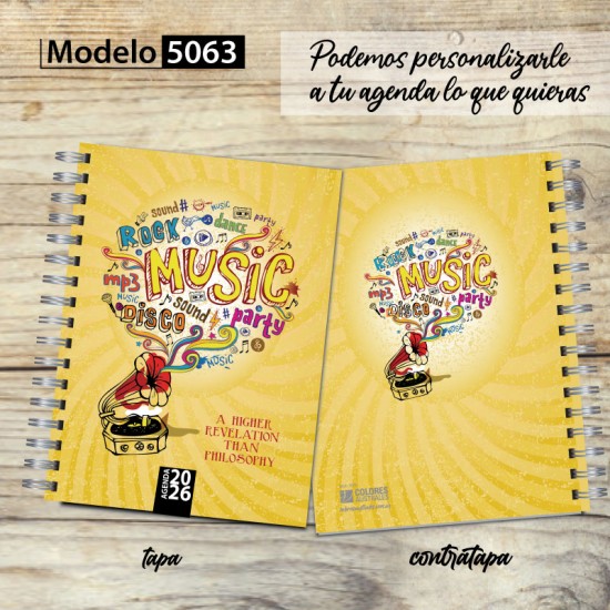 Agenda 2026 tapa dura mod. 5063 "Music is" en caja para regalo
