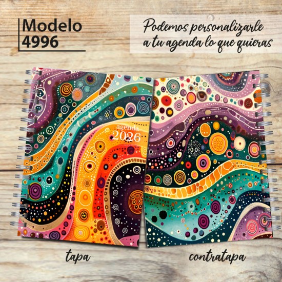 Agenda 2026 tapa dura mod. 4996 "Wavy lines" en caja para regalo