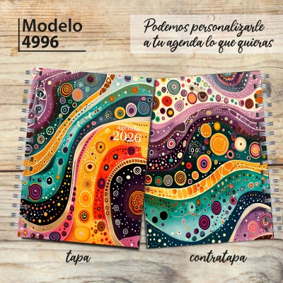 Agenda 2026 tapa dura mod. 4996 "Wavy lines" en caja para regalo