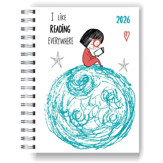 Agenda 2026 tapa dura mod. 5068 "I like reading everywhere" en caja para regalo