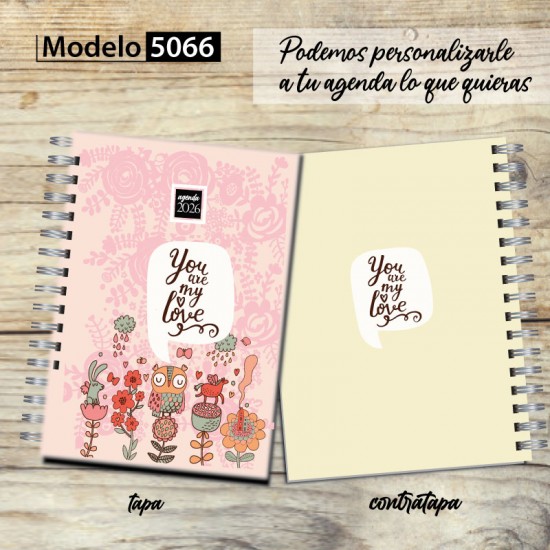 Agenda 2026 tapa dura mod. 5066 "You are my love" en caja para regalo