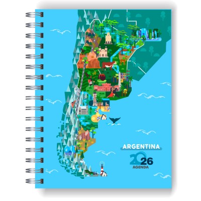 Agenda 2026 tapa dura mod. 5071 "Argentina" en caja para regalo