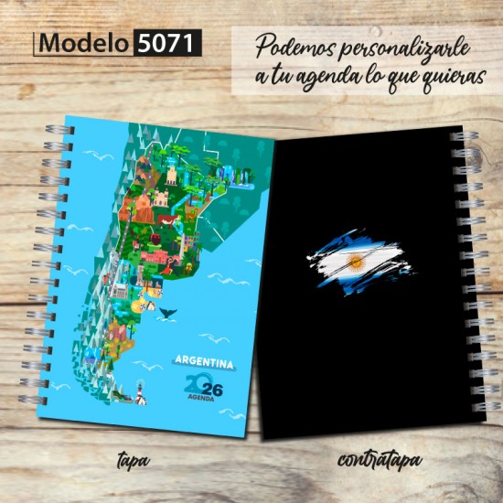 Agenda 2026 tapa dura mod. 5071 "Argentina" en caja para regalo