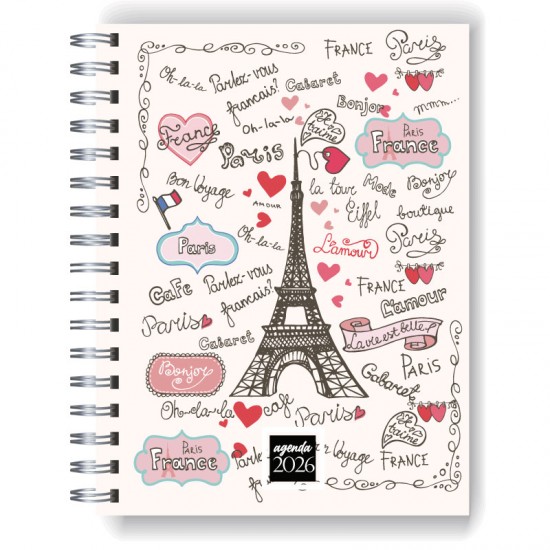 Agenda 2026 tapa dura mod. 5074 "Paris graffiti" en caja para regalo