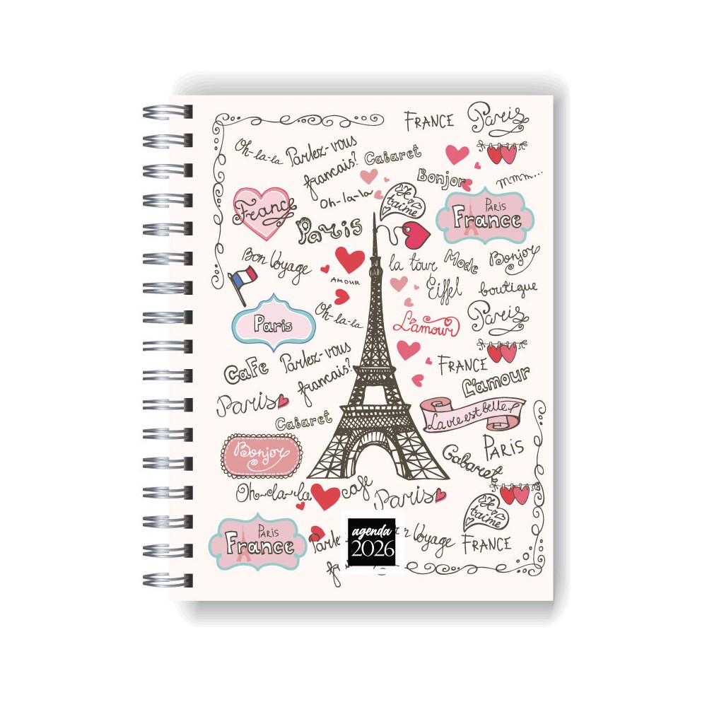 Agenda 2026 tapa dura mod. 5074 "Paris graffiti" en caja para regalo