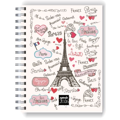 Agenda 2026 tapa dura mod. 5074 "Paris graffiti" en caja para regalo