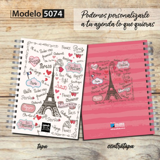 Agenda 2026 tapa dura mod. 5074 "Paris graffiti" en caja para regalo
