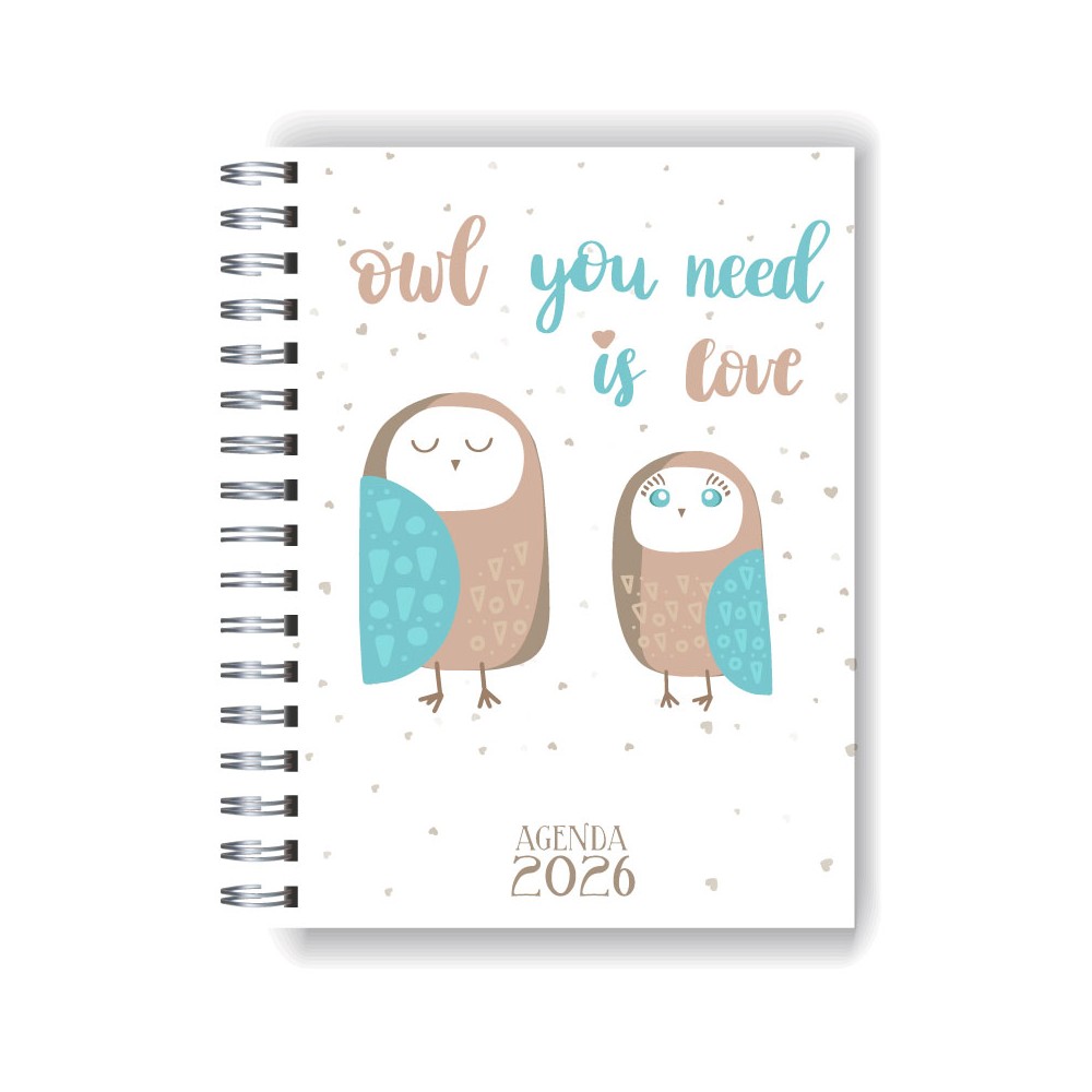 Agenda 2026 tapa dura mod. 5080 "Owl you need is love" en caja para regalo