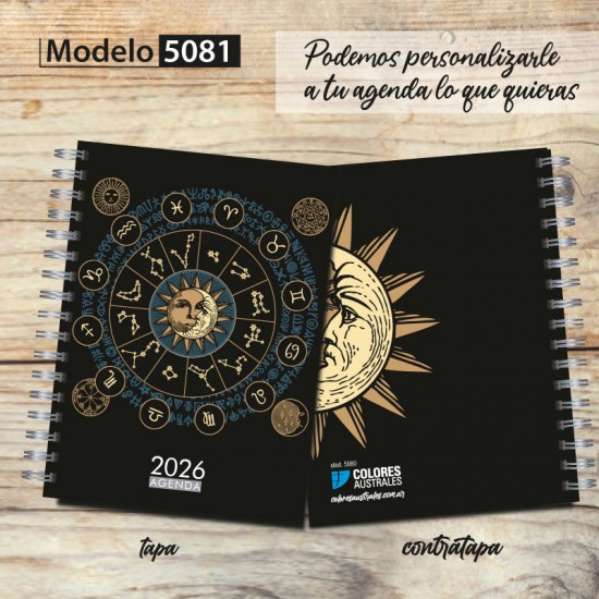 Agenda 2026 tapa dura mod. 5081 "Zodíaco" en caja para regalo