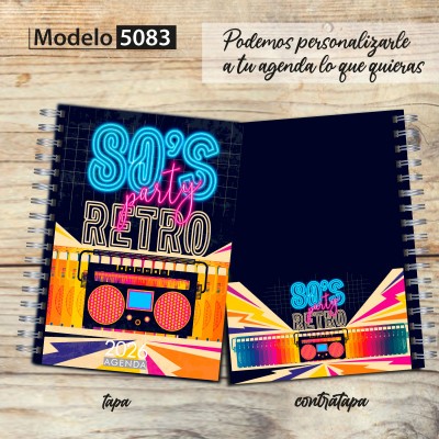 Agenda 2026 tapa dura mod. 5083 "Retro Party" en caja para regalo