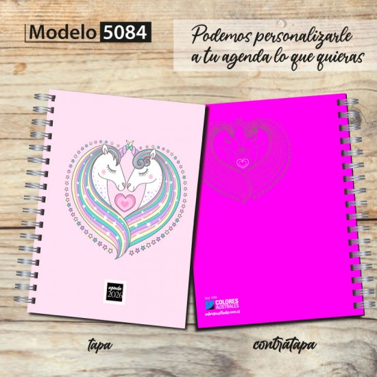 Agenda 2026 tapa dura mod. 5084 "Unicornio" en caja para regalo