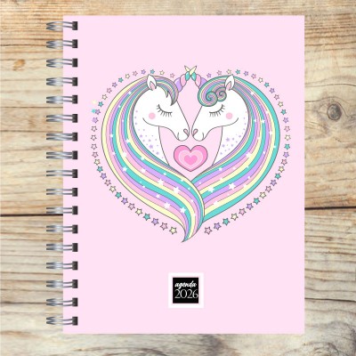 Agenda 2026 tapa dura mod. 5084 "Unicornio" en caja para regalo