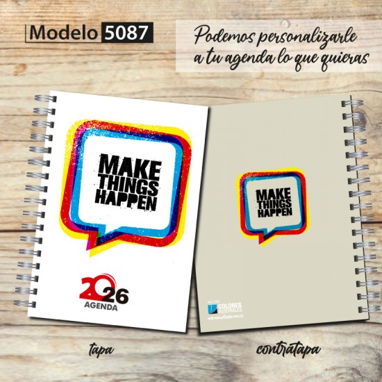 Agenda 2026 tapa dura mod. 5087 "Make things happen" en caja para regalo