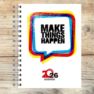 Agenda 2026 tapa dura mod. 5087 "Make things happen" en caja para regalo